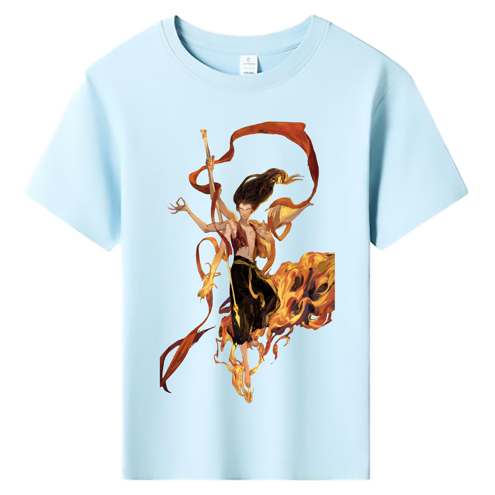 （画像用） Ne Zha 2 ナタ 魔童の大暴れ 綿100％キッズTシャツ（フロントプリント）